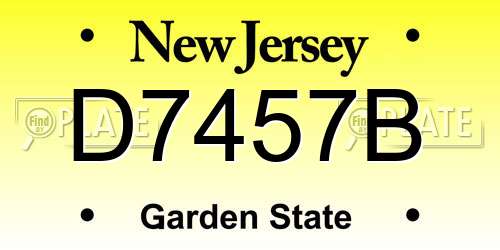 D7457B New Jersey License Plate