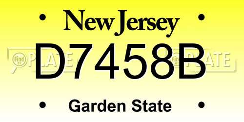 D7458B New Jersey License Plate