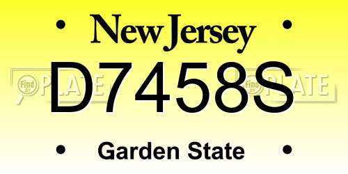 D7458S New Jersey License Plate