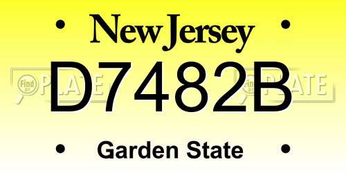 D7482B New Jersey License Plate