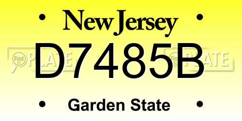 D7485B New Jersey License Plate
