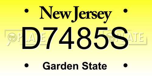 D7485S New Jersey License Plate