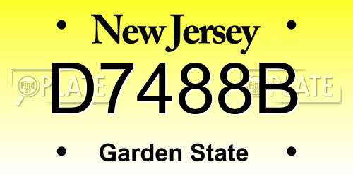 D7488B New Jersey License Plate