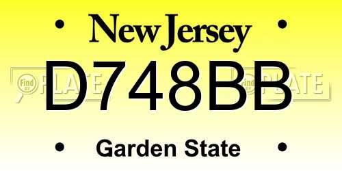 D748BB New Jersey License Plate