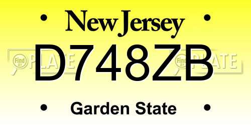 D748ZB New Jersey License Plate
