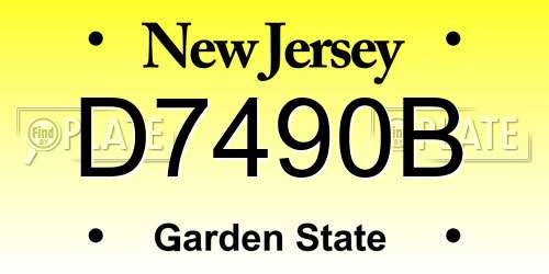 D7490B New Jersey License Plate