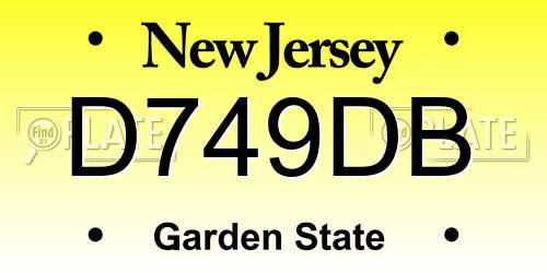 D749DB New Jersey License Plate