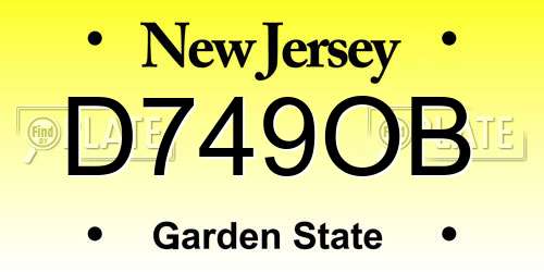 D749OB New Jersey License Plate