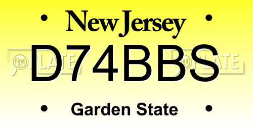 D74BBS New Jersey License Plate