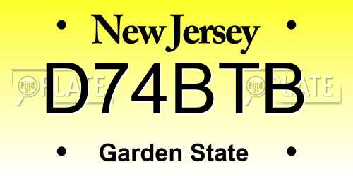 D74BTB New Jersey License Plate