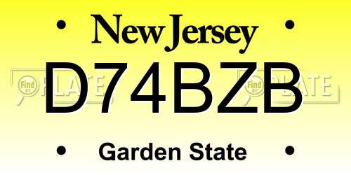 D74BZB New Jersey License Plate