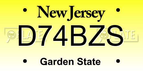 D74BZS New Jersey License Plate