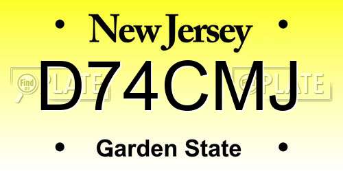 D74CMJ New Jersey License Plate