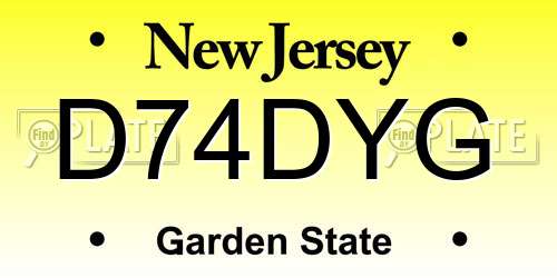 D74DYG New Jersey License Plate