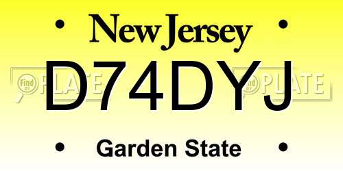 D74DYJ New Jersey License Plate