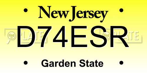 D74ESR New Jersey License Plate