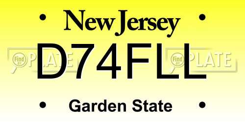 D74FLL New Jersey License Plate