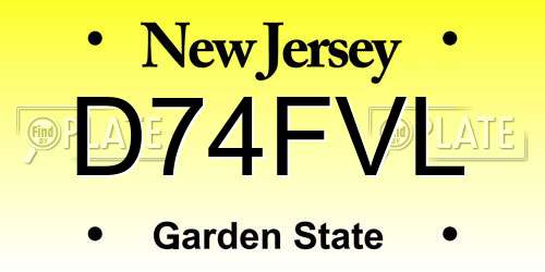 D74FVL New Jersey License Plate