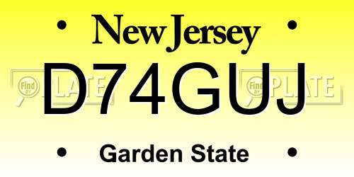 D74GUJ New Jersey License Plate