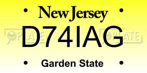 D74IAG New Jersey License Plate