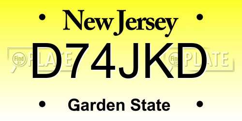 D74JKD New Jersey License Plate