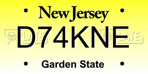 D74KNE New Jersey License Plate