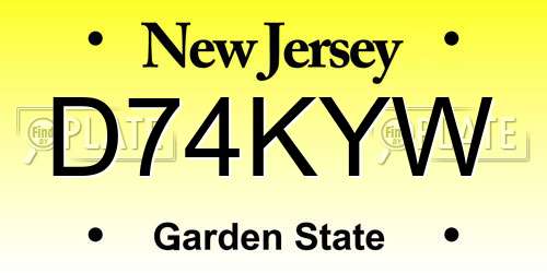 D74KYW New Jersey License Plate