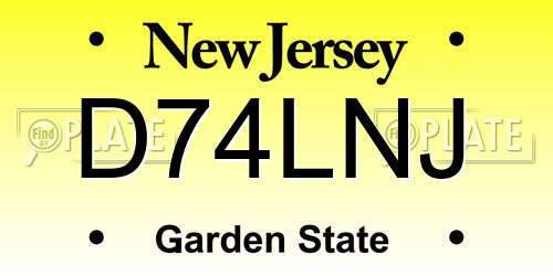 D74LNJ New Jersey License Plate