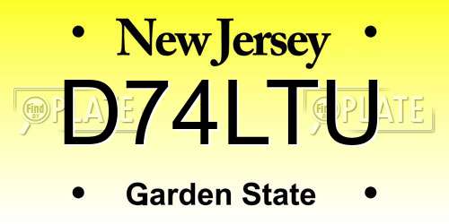 D74LTU New Jersey License Plate