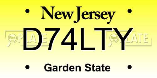 D74LTY New Jersey License Plate