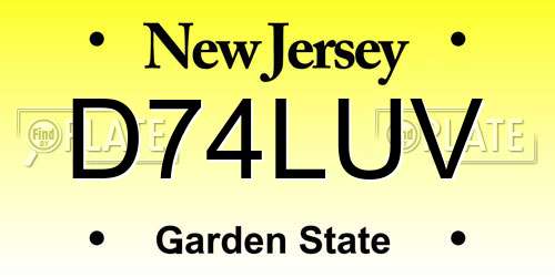 D74LUV New Jersey License Plate