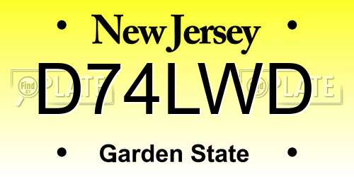 D74LWD New Jersey License Plate