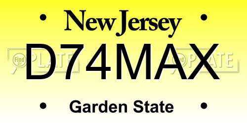 D74MAX New Jersey License Plate