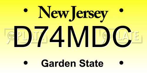 D74MDC New Jersey License Plate