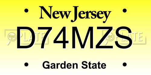 D74MZS New Jersey License Plate