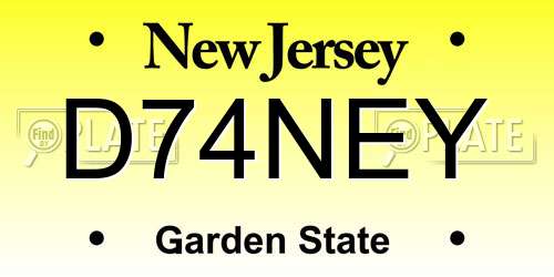 D74NEY New Jersey License Plate