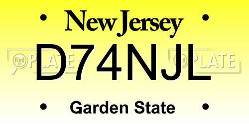 D74NJL New Jersey License Plate