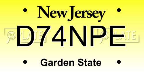 D74NPE New Jersey License Plate
