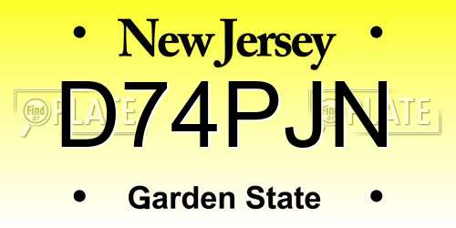 D74PJN New Jersey License Plate