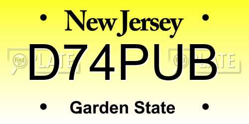 D74PUB New Jersey License Plate
