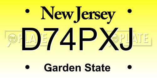 D74PXJ New Jersey License Plate