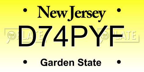 D74PYF New Jersey License Plate