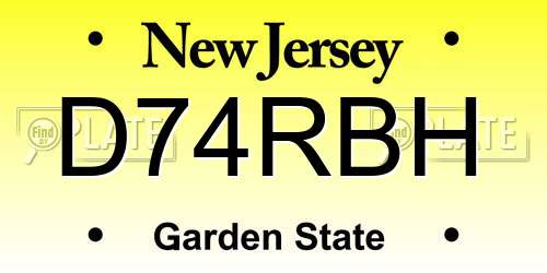 D74RBH New Jersey License Plate