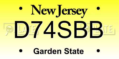 D74SBB New Jersey License Plate