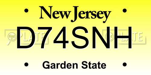 D74SNH New Jersey License Plate