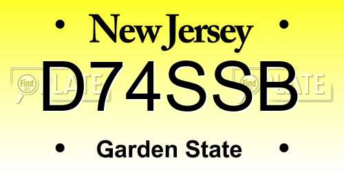 D74SSB New Jersey License Plate
