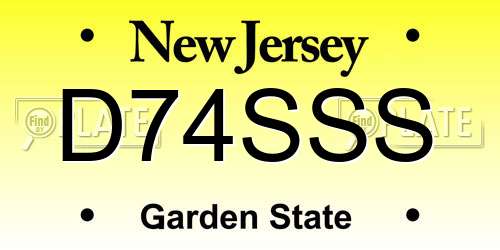 D74SSS New Jersey License Plate