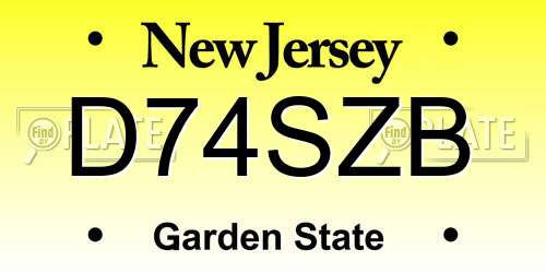 D74SZB New Jersey License Plate