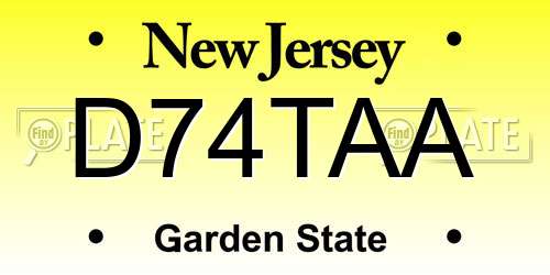D74TAA New Jersey License Plate
