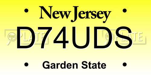 D74UDS New Jersey License Plate